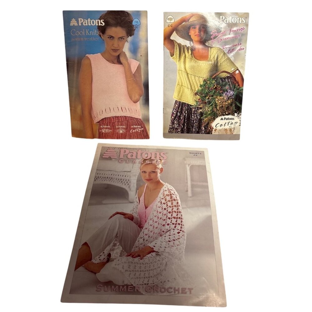 Patons Summer Fall Summer Sweater Knitting & Crochet Pattern Booklets Lot of 3